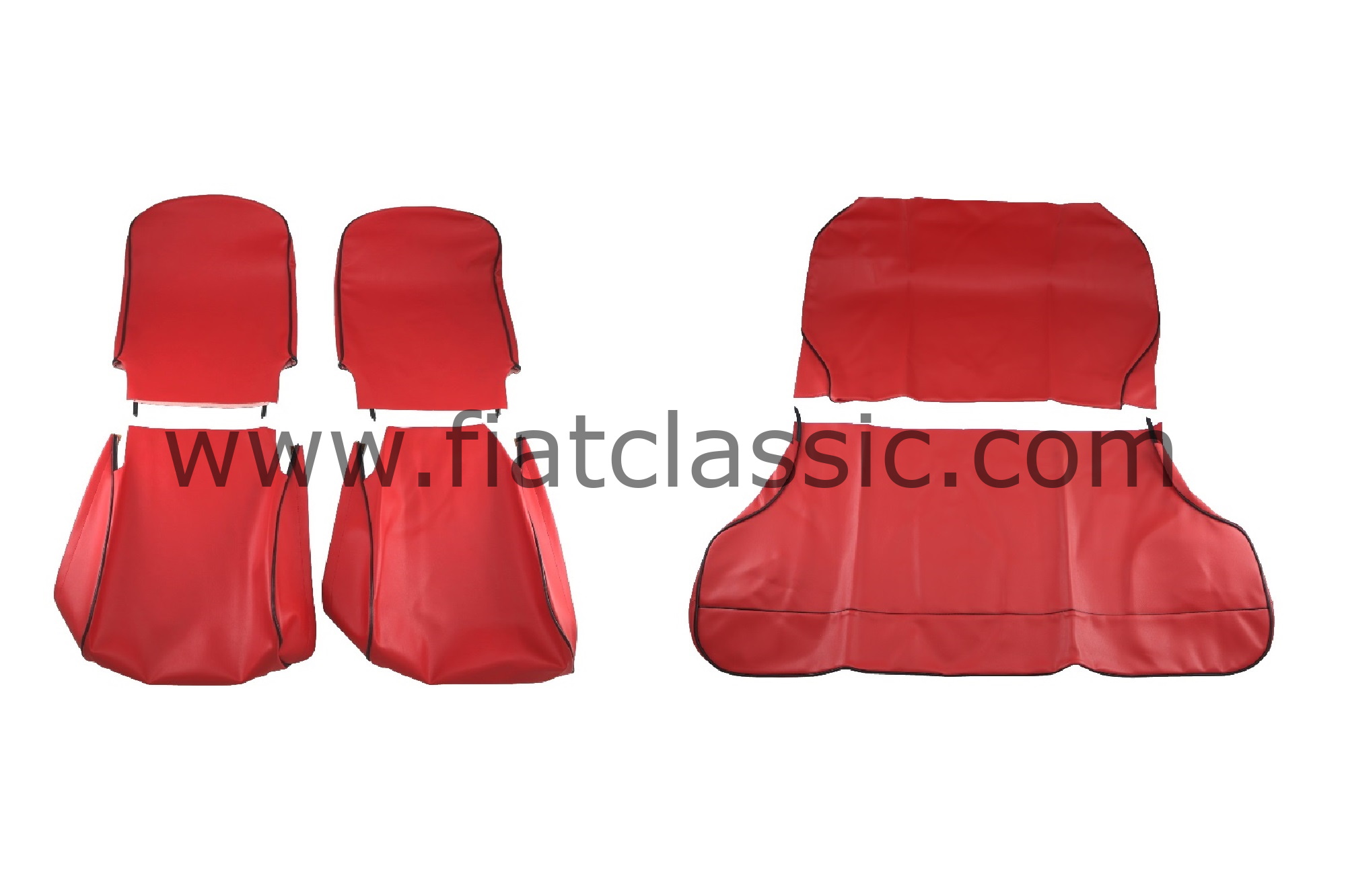 Fiat 500, Housse siège auto, sièges avant, rouge, similicuir