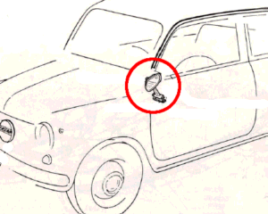 Klemmspiegel für Tür (li. oder re.) Fiat 126 - Fiat 500 - Fiat 600
