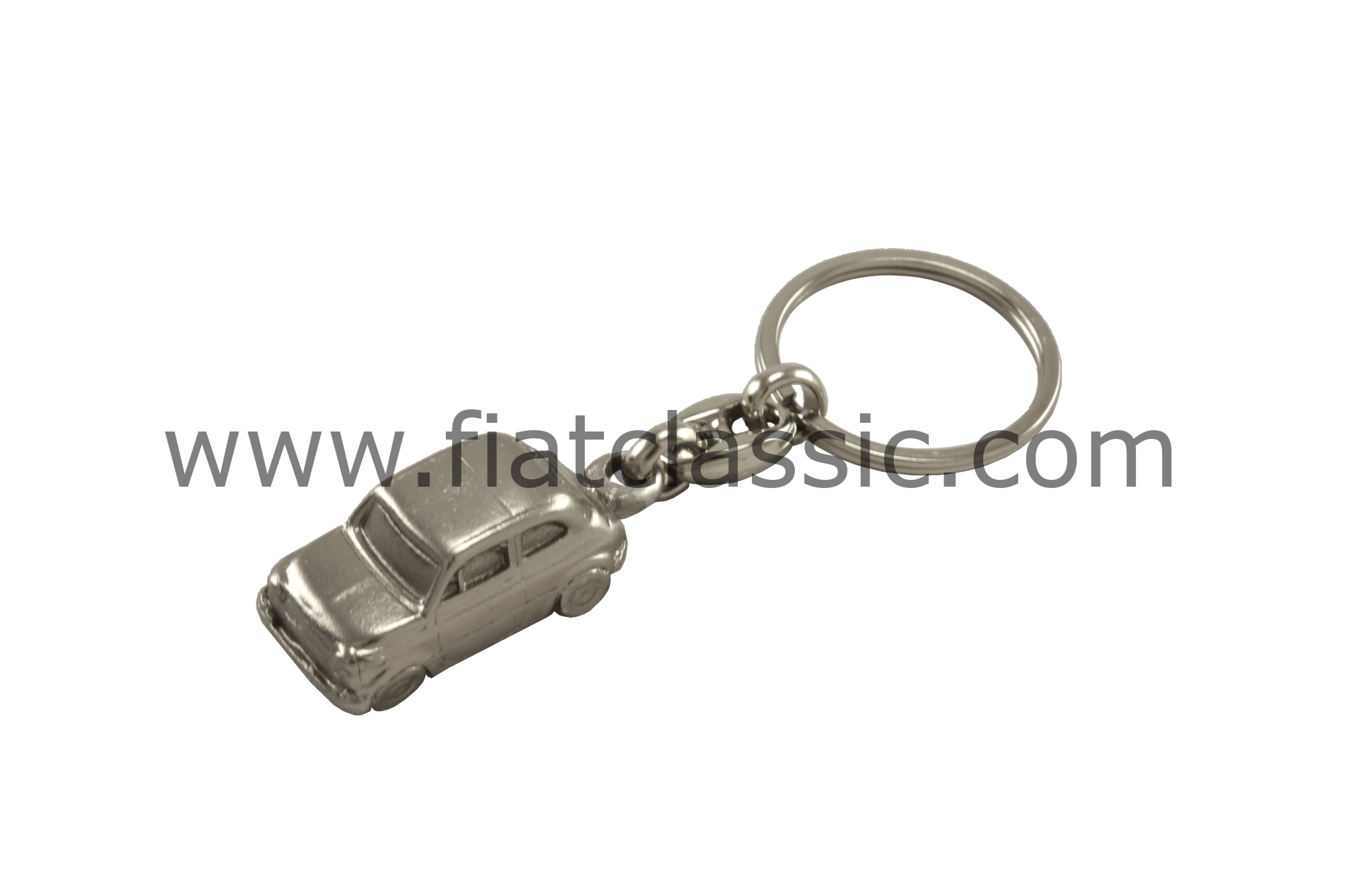 Porte-clés Fiat 500, blanc, métal